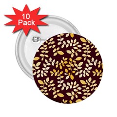 Golden Leaf Pattern 2 25  Buttons (10 Pack)  by designsbymallika