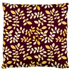 Golden Leaf Pattern Large Cushion Case (one Side) by designsbymallika
