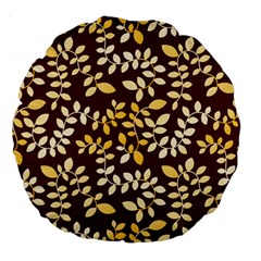 Golden Leaf Pattern Large 18  Premium Round Cushions by designsbymallika