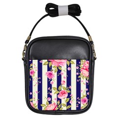 Stripes Floral Print Girls Sling Bag by designsbymallika