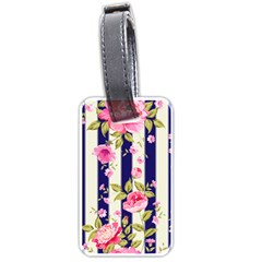 Stripes Floral Print Luggage Tag (one Side) by designsbymallika