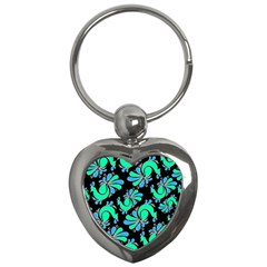 Peacock Pattern Key Chain (heart) by designsbymallika