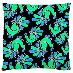 Peacock Pattern Large Cushion Case (one Side) by designsbymallika