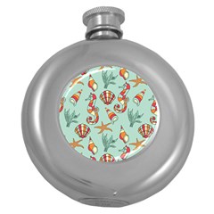 Coral Love Round Hip Flask (5 Oz) by designsbymallika