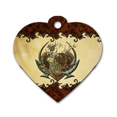 Wonderful Deer With Leaves And Hearts Dog Tag Heart (two Sides) by FantasyWorld7