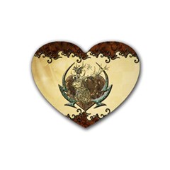 Wonderful Deer With Leaves And Hearts Heart Coaster (4 Pack)  by FantasyWorld7