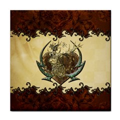 Wonderful Deer With Leaves And Hearts Face Towel by FantasyWorld7