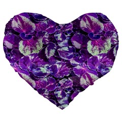Botanical Violet Print Pattern 2 Large 19  Premium Flano Heart Shape Cushions