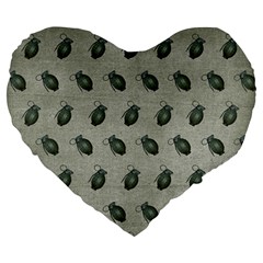 Army Green Hand Grenades Large 19  Premium Heart Shape Cushions by McCallaCoultureArmyShop