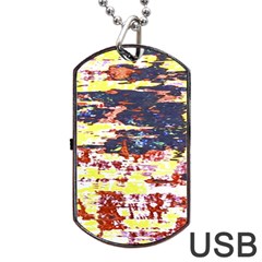 Multicolored Abstract Grunge Texture Print Dog Tag Usb Flash (two Sides) by dflcprintsclothing