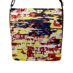 Multicolored Abstract Grunge Texture Print Flap Closure Messenger Bag (l) by dflcprintsclothing