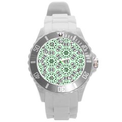 Texture Dots Pattern Round Plastic Sport Watch (l) by Alisyart