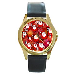 Santa Clause Round Gold Metal Watch by HermanTelo