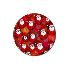 Santa Clause Rubber Round Coaster (4 Pack)  by HermanTelo