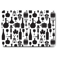 Wine Pattern Black White Large Doormat  by Vaneshart