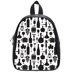 Wine Pattern Black White School Bag (small) by Vaneshart