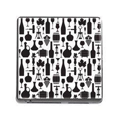 Wine Pattern Black White Memory Card Reader (square 5 Slot) by Vaneshart