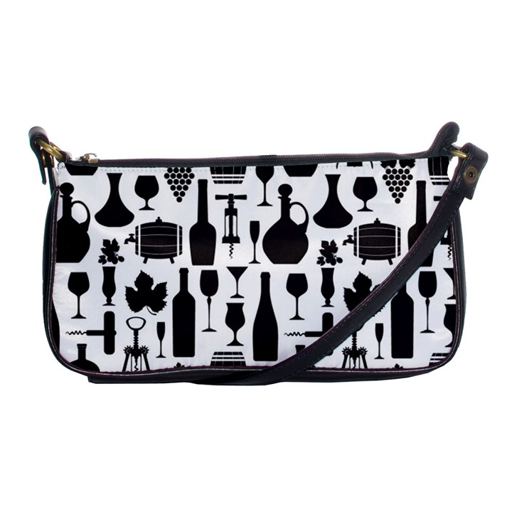 Wine Pattern Black White Shoulder Clutch Bag