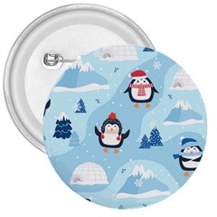 Christmas Seamless Pattern With Penguin 3  Buttons