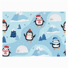 Christmas Seamless Pattern With Penguin Large Glasses Cloth by Vaneshart