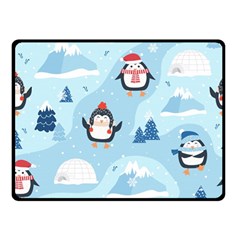Christmas Seamless Pattern With Penguin Double Sided Fleece Blanket (small) 