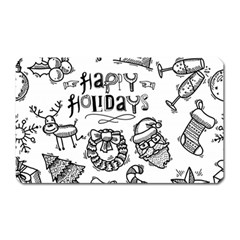 Christmas Seamless Pattern Doodle Style Magnet (rectangular) by Vaneshart