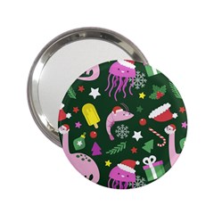 Colorful Funny Christmas Pattern 2 25  Handbag Mirrors