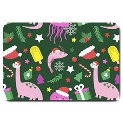 Colorful Funny Christmas Pattern Large Doormat  by Vaneshart