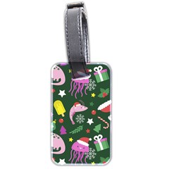 Colorful Funny Christmas Pattern Luggage Tag (two Sides) by Vaneshart