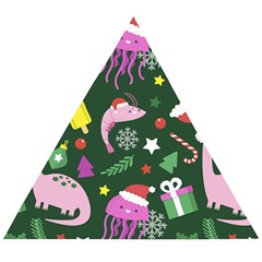 Colorful Funny Christmas Pattern Wooden Puzzle Triangle by Vaneshart