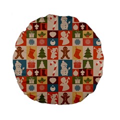 Cute Christmas Seamless Pattern Vector Standard 15  Premium Flano Round Cushions
