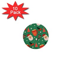 Colorful Funny Christmas Pattern 1  Mini Buttons (10 Pack) 