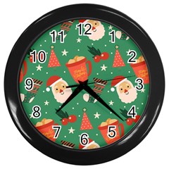 Colorful Funny Christmas Pattern Wall Clock (black)