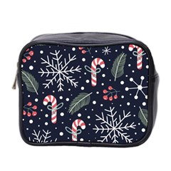 Holiday Seamless Pattern With Christmas Candies Snoflakes Fir Branches Berries Mini Toiletries Bag (two Sides)