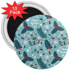 Seamless Pattern With Berries Leaves 3  Magnets (10 Pack) 