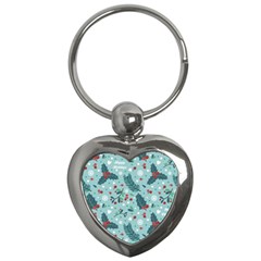 Seamless Pattern With Berries Leaves Key Chain (heart) by Vaneshart