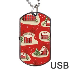 Christmas New Year Seamless Pattern Dog Tag Usb Flash (two Sides)