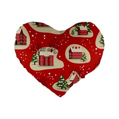 Christmas New Year Seamless Pattern Standard 16  Premium Heart Shape Cushions by Vaneshart