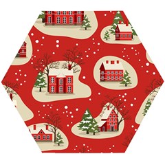 Christmas New Year Seamless Pattern Wooden Puzzle Hexagon