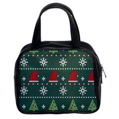 Beautiful Knitted Christmas Pattern Classic Handbag (two Sides) by Vaneshart