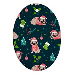 Pattern Christmas Funny Oval Ornament (two Sides)