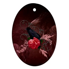 Wonderful Crow Oval Ornament (two Sides) by FantasyWorld7