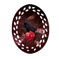 Wonderful Crow Oval Filigree Ornament (two Sides) by FantasyWorld7