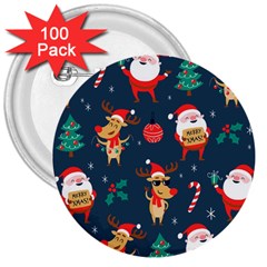 Funny Christmas Pattern 3  Buttons (100 Pack) 