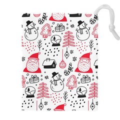 Christmas Themed Seamless Pattern Drawstring Pouch (4xl) by Vaneshart