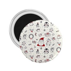 Cute Christmas Doodles Seamless Pattern 2.25  Magnets