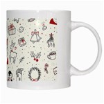 Cute Christmas Doodles Seamless Pattern White Mugs Right