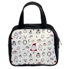 Cute Christmas Doodles Seamless Pattern Classic Handbag (Two Sides)