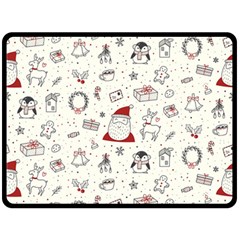 Cute Christmas Doodles Seamless Pattern Fleece Blanket (Large) 