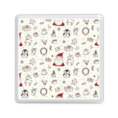 Cute Christmas Doodles Seamless Pattern Memory Card Reader (Square)